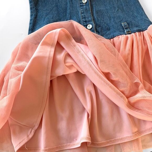 Denim & Tulle Sleeveless Dress - Picture 4 of 8